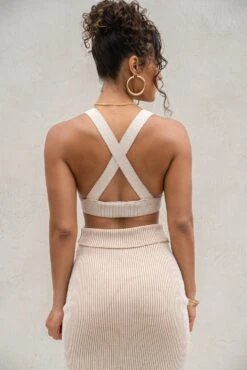 Taupe/White Jodie Ribbed Top 17 Taupe/White Jodie Ribbed Top -Lady Clothing Store PRODUCT AUG222022 KNITS 53