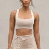 Taupe/White Jodie Ribbed Top -Lady Clothing Store PRODUCT AUG222022 KNITS 56