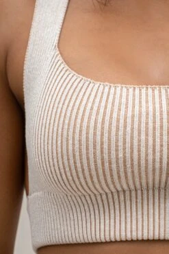 Taupe/White Jodie Ribbed Top 18 Taupe/White Jodie Ribbed Top -Lady Clothing Store PRODUCT AUG222022 KNITS 57