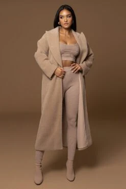Sand Chelsie Longline Coat -Lady Clothing Store PRODUCT DEC122022 WINTER 153