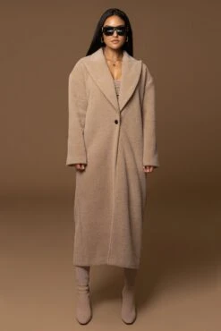Sand Chelsie Longline Coat -Lady Clothing Store PRODUCT DEC122022 WINTER 161