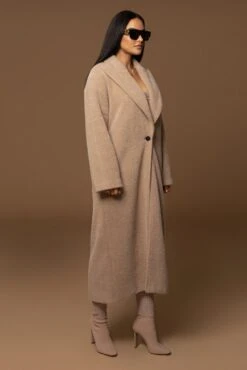 Sand Chelsie Longline Coat -Lady Clothing Store PRODUCT DEC122022 WINTER 162