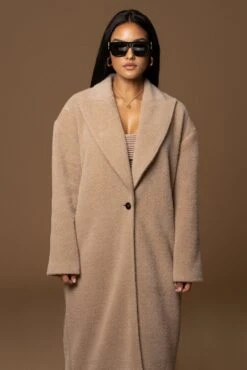 Sand Chelsie Longline Coat -Lady Clothing Store PRODUCT DEC122022 WINTER 165