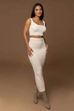 Ivory Rosabel Chenille Maxi Skirt -Lady Clothing Store PRODUCT DEC122022 WINTER 179