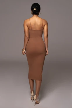 Pecan Rochelle Mesh Midi Dress -Lady Clothing Store PRODUCT DEC302022 VDAY 75