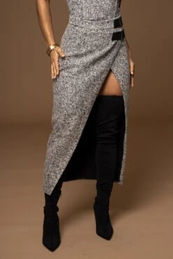 Lt. Grey Gisele Tweed Slit Skirt 21 Lt. Grey Gisele Tweed Slit Skirt -Lady Clothing Store PRODUCT DEC302022 WINTER 11