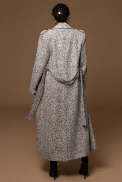 Lt. Grey Savannah Belted Tweed Coat -Lady Clothing Store PRODUCT DEC302022 WINTER 22