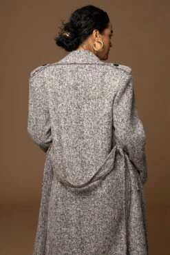 Lt. Grey Savannah Belted Tweed Coat -Lady Clothing Store PRODUCT DEC302022 WINTER 24