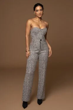 Lt. Grey Stay Sharp Tweed Trouser -Lady Clothing Store PRODUCT DEC302022 WINTER 34