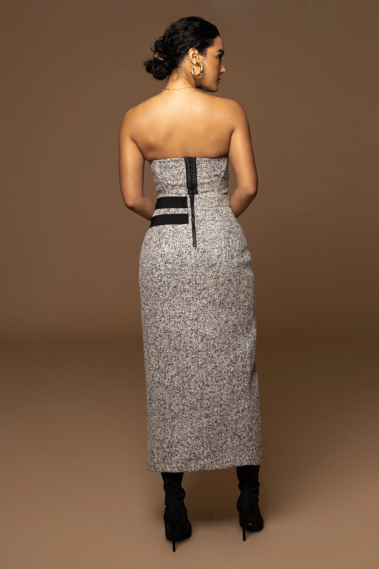 Lt. Grey Gisele Tweed Slit Skirt 14 Lt. Grey Gisele Tweed Slit Skirt - Image 12