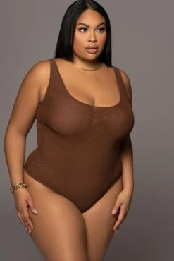 Chocolate Mesh Essential Tank Bodysuit Undergarment -Lady Clothing Store PRODUCT DEC32021 147