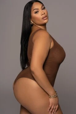 Chocolate Mesh Essential Tank Bodysuit Undergarment -Lady Clothing Store PRODUCT DEC32021 149