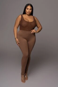 Chocolate Mesh Essential Tank Bodysuit Undergarment -Lady Clothing Store PRODUCT DEC32021 150