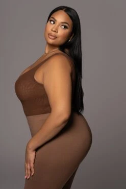 Chocolate Mesh Essential Tank Bodysuit Undergarment -Lady Clothing Store PRODUCT DEC32021 155