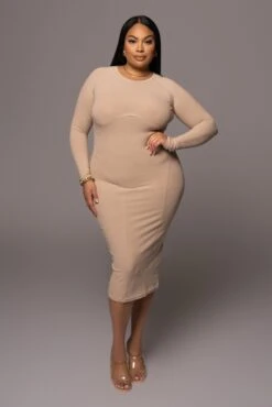 Beige High Expectations Midi Dress -Lady Clothing Store PRODUCT DEC32021 208