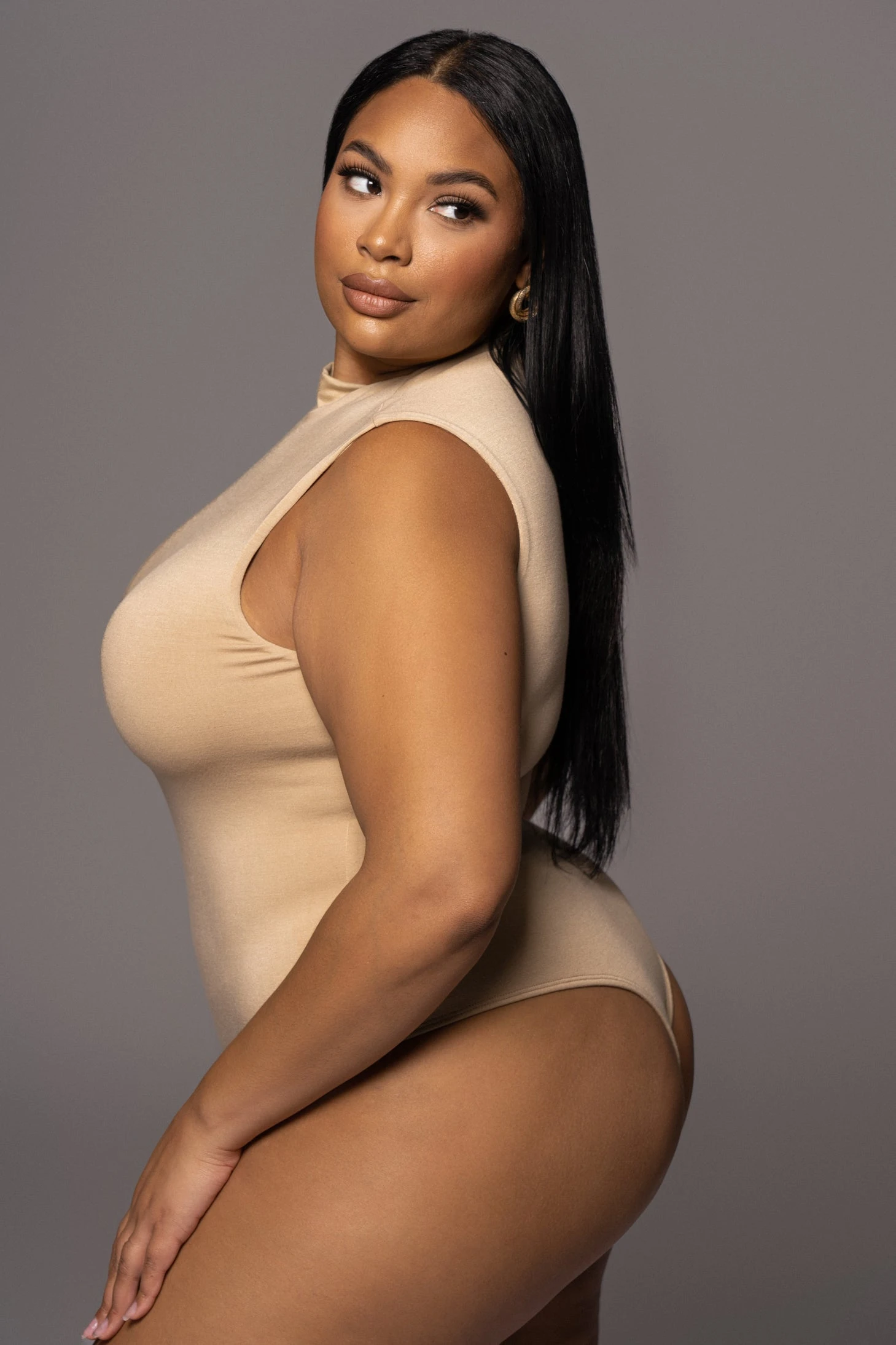 Jluxbasix Tan Ciela High Neck Bodysuit 12 Jluxbasix Tan Ciela High Neck Bodysuit - Image 10