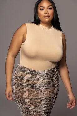 Jluxbasix Tan Ciela High Neck Bodysuit 19 Jluxbasix Tan Ciela High Neck Bodysuit -Lady Clothing Store PRODUCT DEC32021 76