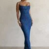 Blue Noemie Sequin Maxi Dress