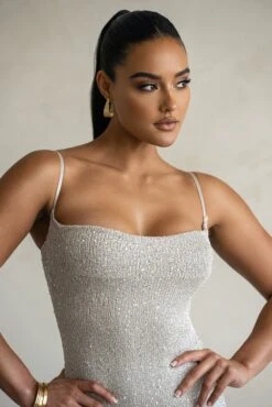 Beige Noemie Sequin Maxi Dress -Lady Clothing Store PRODUCT FEB282023 CROCHET2 56