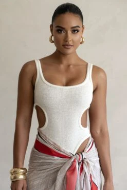 White Sunset Cut Out Bodysuit -Lady Clothing Store PRODUCT FEB282023 CROCHET2 97