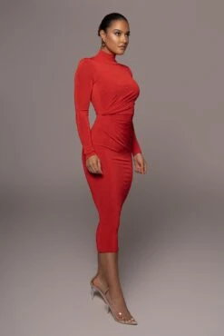 Red Kara Mock Neck Dress 9 Red Kara Mock Neck Dress -Lady Clothing Store PRODUCT JAN102022 324