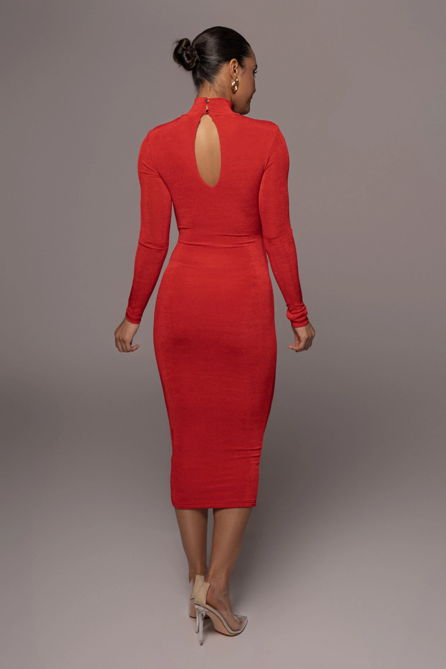 Red Kara Mock Neck Dress 6 Red Kara Mock Neck Dress - Image 4