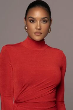 Red Kara Mock Neck Dress 8 Red Kara Mock Neck Dress -Lady Clothing Store PRODUCT JAN102022 326