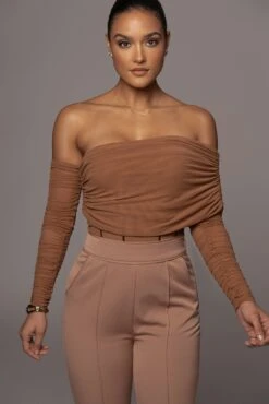 Pecan Sheer Perfection Bodysuit 16 Pecan Sheer Perfection Bodysuit -Lady Clothing Store PRODUCT JAN102022 54