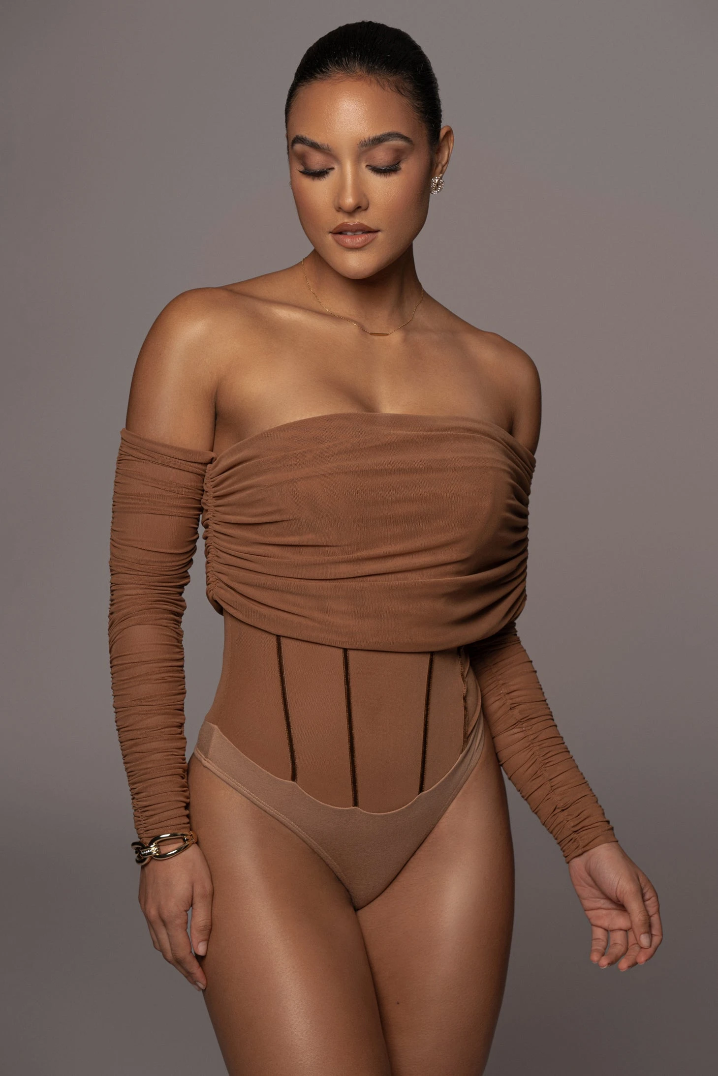 Pecan Sheer Perfection Bodysuit 9 Pecan Sheer Perfection Bodysuit - Image 7