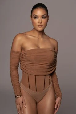 Pecan Sheer Perfection Bodysuit 17 Pecan Sheer Perfection Bodysuit -Lady Clothing Store PRODUCT JAN102022 59