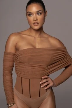 Pecan Sheer Perfection Bodysuit 19 Pecan Sheer Perfection Bodysuit -Lady Clothing Store PRODUCT JAN102022 61