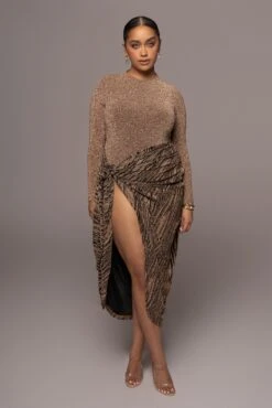 Gold/Black Untamed Slit Dress -Lady Clothing Store PRODUCT JAN182022 87