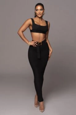 Black Nikole Ribbed Skirt Set -Lady Clothing Store PRODUCT JAN192023 2