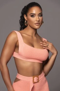 Peach Nikole Ribbed Skirt Set -Lady Clothing Store PRODUCT JAN192023 34