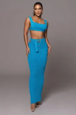 Blue Nikole Ribbed Skirt Set -Lady Clothing Store PRODUCT JAN192023 53