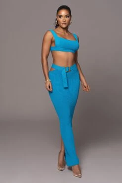 Blue Nikole Ribbed Skirt Set -Lady Clothing Store PRODUCT JAN192023 55
