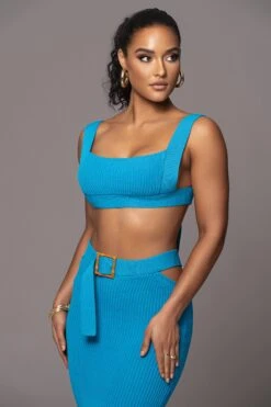 Blue Nikole Ribbed Skirt Set -Lady Clothing Store PRODUCT JAN192023 60