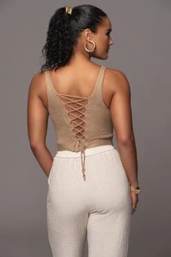 Taupe Juliette Knit Belted One Piece -Lady Clothing Store PRODUCT JAN192023 89