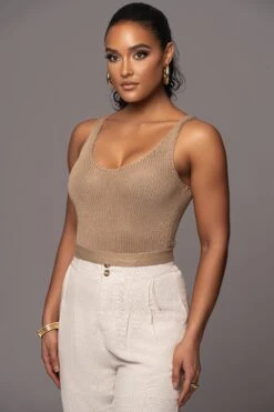 Taupe Juliette Knit Belted One Piece -Lady Clothing Store PRODUCT JAN192023 91