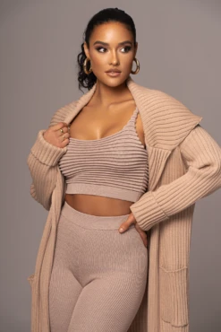Tan Carmela Rib Knit Cardigan 17 Tan Carmela Rib Knit Cardigan -Lady Clothing Store PRODUCT JAN192023 VDAY 63