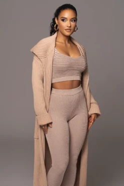 Tan Carmela Rib Knit Cardigan 19 Tan Carmela Rib Knit Cardigan -Lady Clothing Store PRODUCT JAN192023 VDAY 64