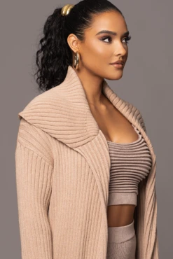 Tan Carmela Rib Knit Cardigan 22 Tan Carmela Rib Knit Cardigan -Lady Clothing Store PRODUCT JAN192023 VDAY 68