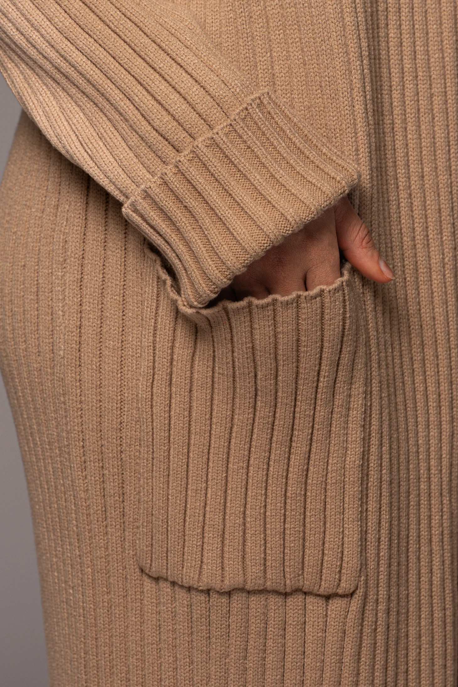 Tan Carmela Rib Knit Cardigan 13 Tan Carmela Rib Knit Cardigan - Image 11