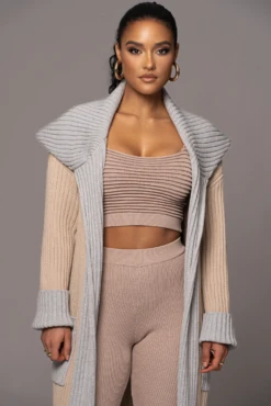 Sand Carmela Rib Knit Cardigan -Lady Clothing Store PRODUCT JAN192023 VDAY 79