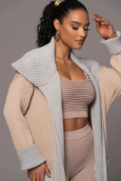 Sand Carmela Rib Knit Cardigan -Lady Clothing Store PRODUCT JAN192023 VDAY 81