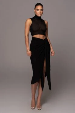 Black Barely There Turtleneck Top -Lady Clothing Store PRODUCT JAN252023 NEWARRIVALS 219