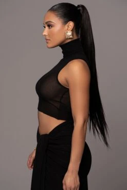 Black Barely There Turtleneck Top -Lady Clothing Store PRODUCT JAN252023 NEWARRIVALS 223