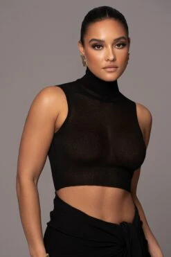 Black Barely There Turtleneck Top -Lady Clothing Store PRODUCT JAN252023 NEWARRIVALS 224