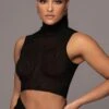 Black Barely There Turtleneck Top -Lady Clothing Store PRODUCT JAN252023 NEWARRIVALS 225