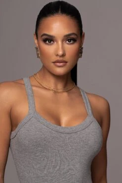 Heather Grey Akito Ribbed Bodysuit -Lady Clothing Store PRODUCT JAN252023 NEWARRIVALS 78